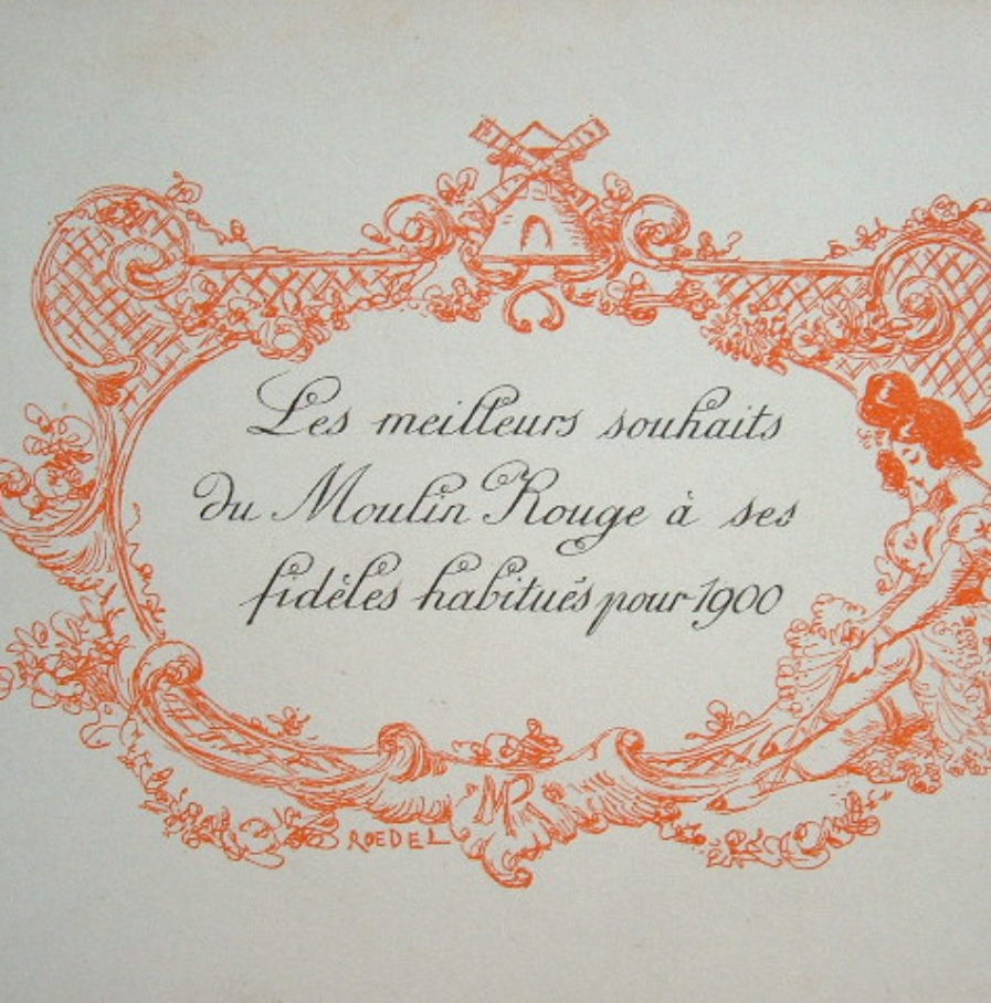 Jolies cartes de voeux du Moulin Rouge illustrées par Roedel.