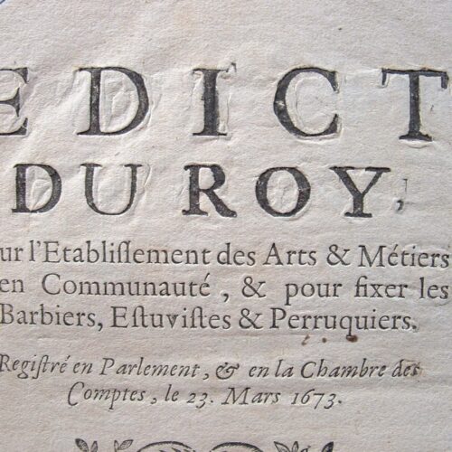 Des statuts pour les communautés de barbiers et perruquiers.