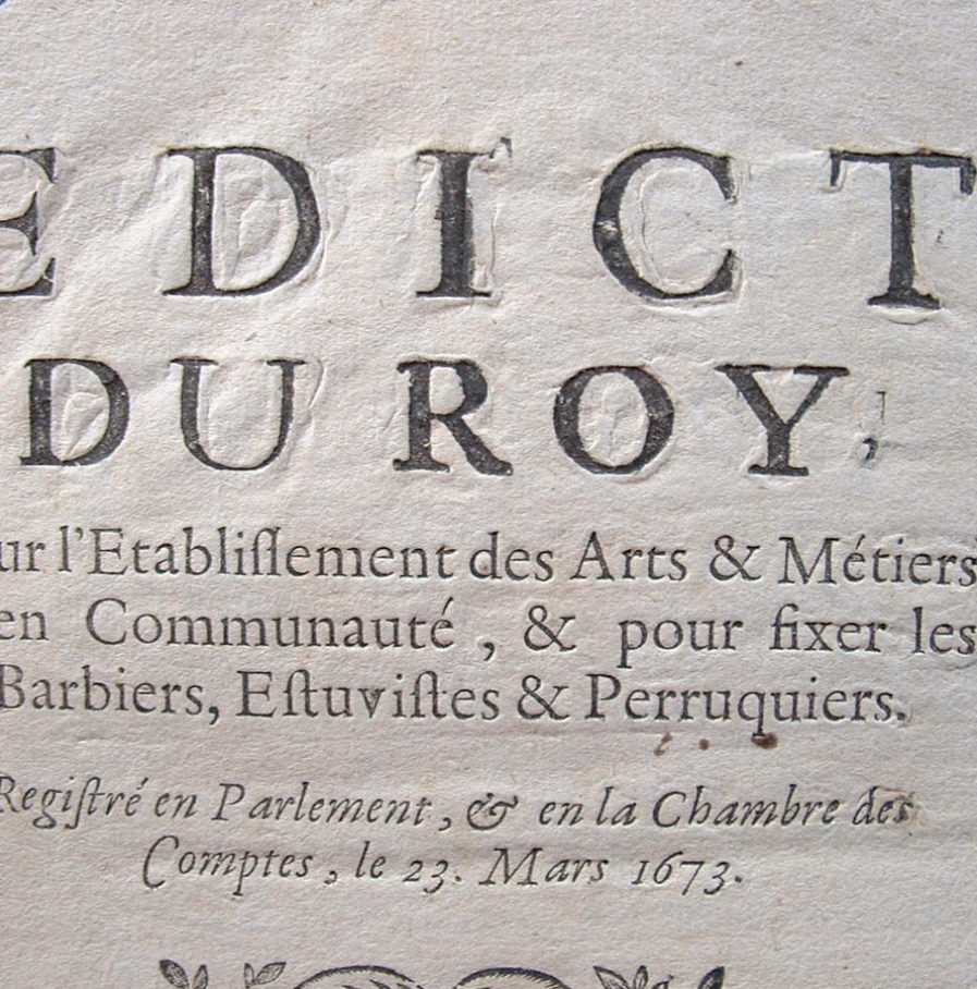 Des statuts pour les communautés de barbiers et perruquiers.