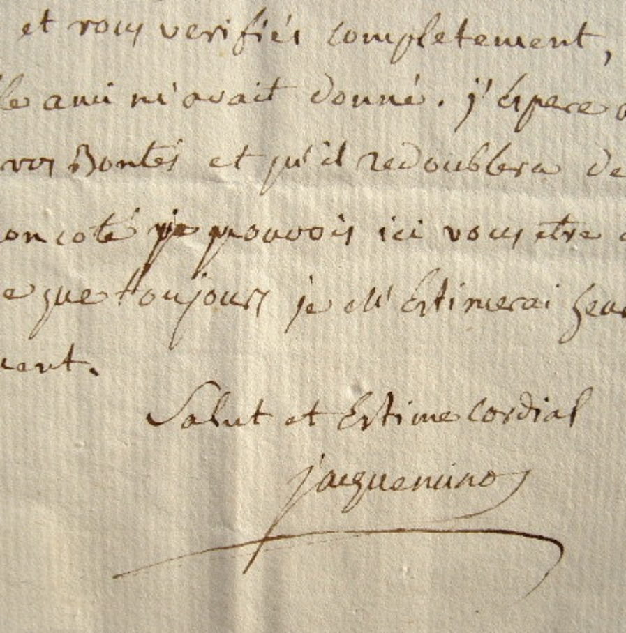 Lettre du sénateur Jacqueminot, inhumé au Panthéon.