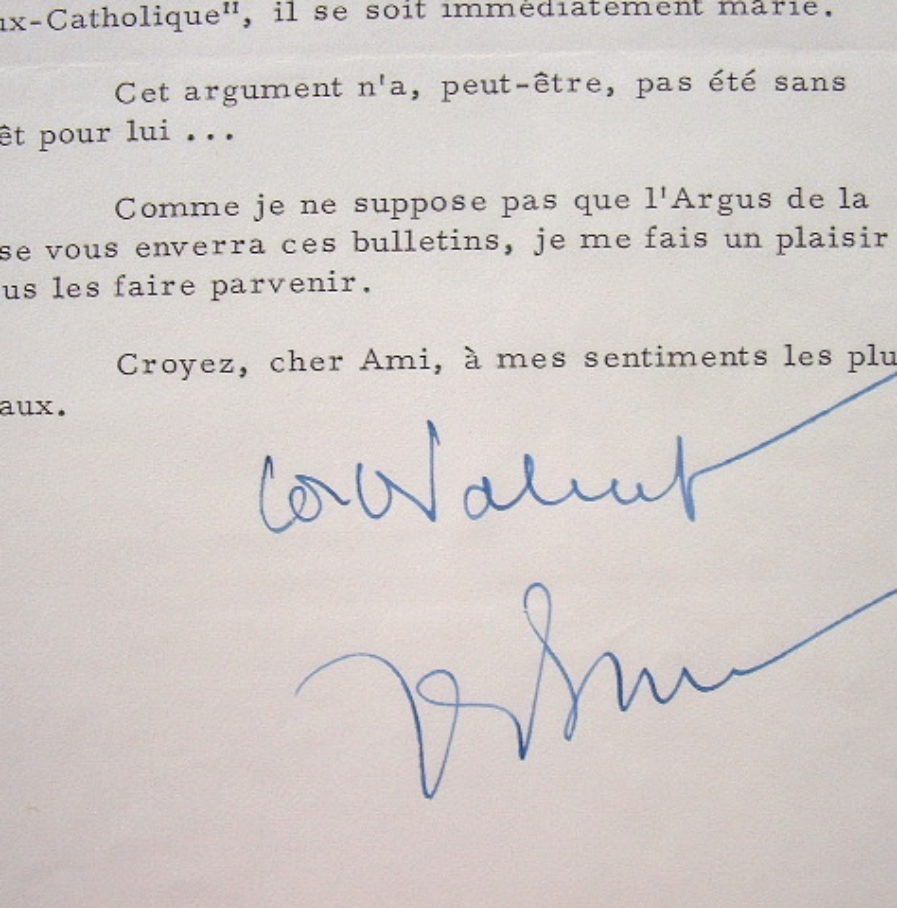 Le général de Bénouville médite sur les « Vieux-Catholiques ».