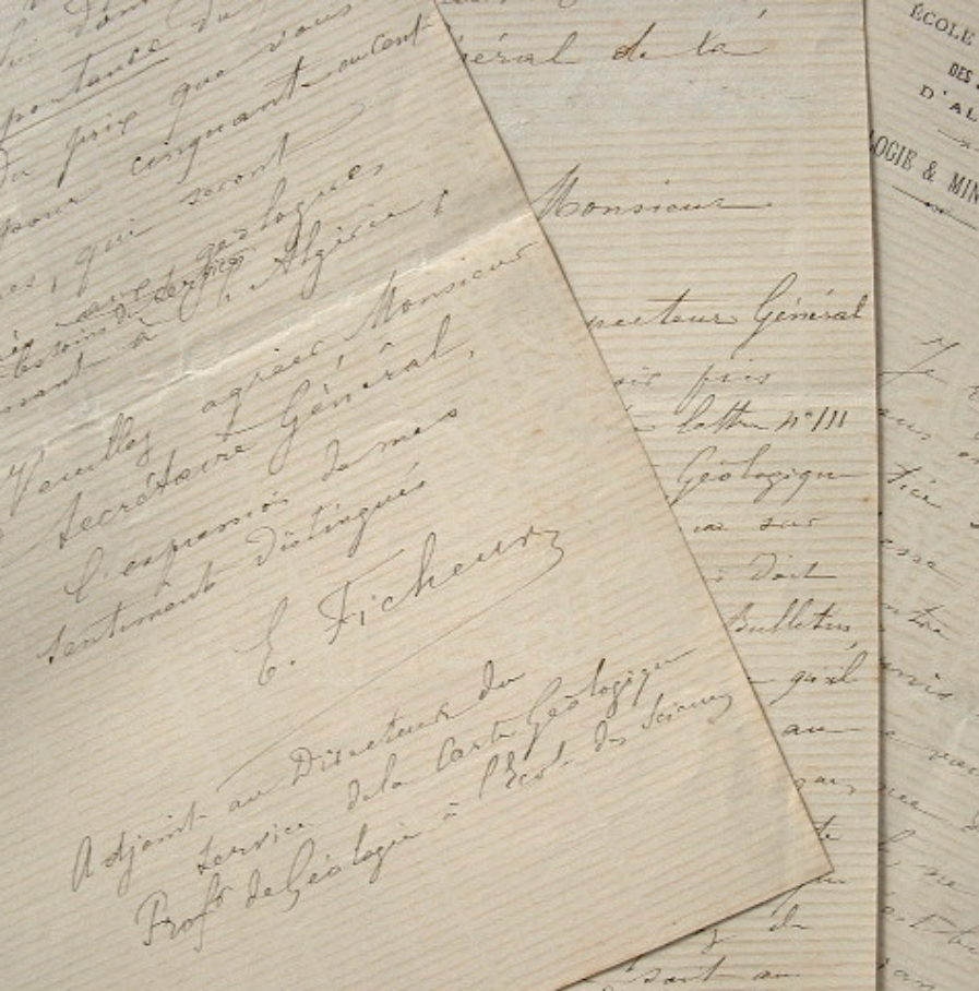 Le géologue Emile Ficheur travaille à la mémoire d’Auguste Pomel.