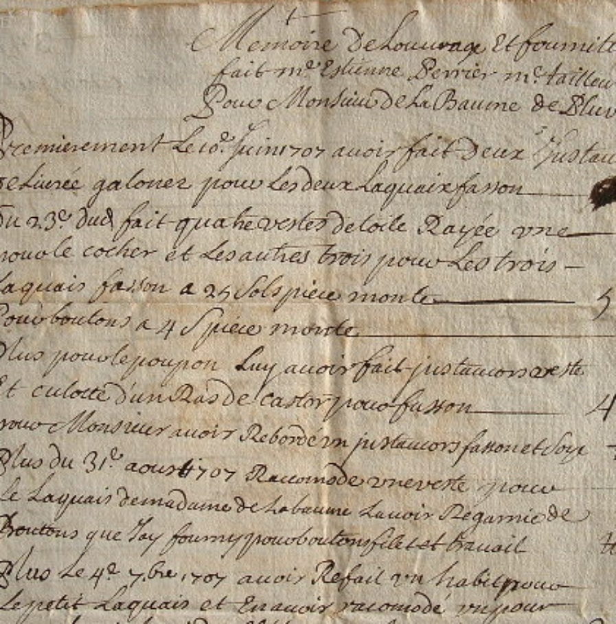 La Baume Pluvinel habille ses laquais et son cocher.