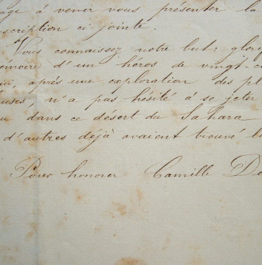 Souscription pour un monument à la mémoire de l’explorateur Camille Douls.