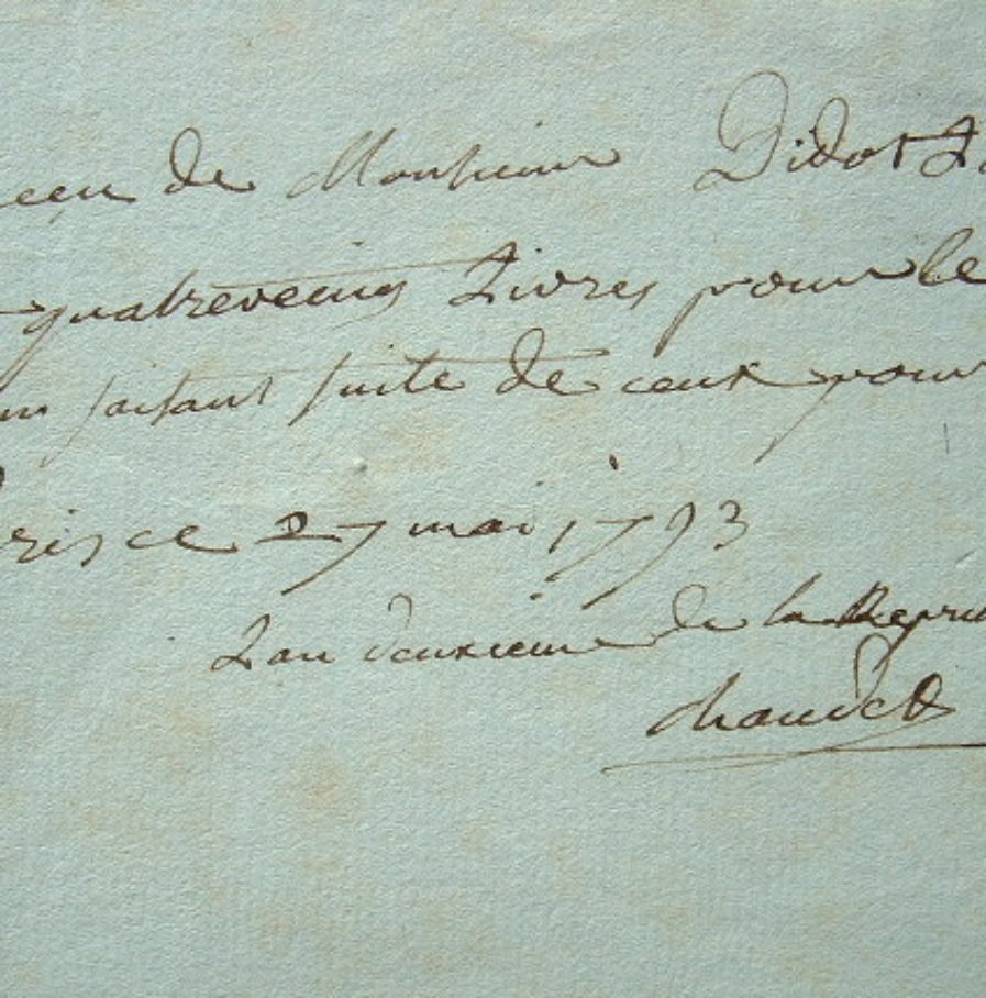 Le sculpteur et peintre Chaudet livre son premier dessin à Didot.