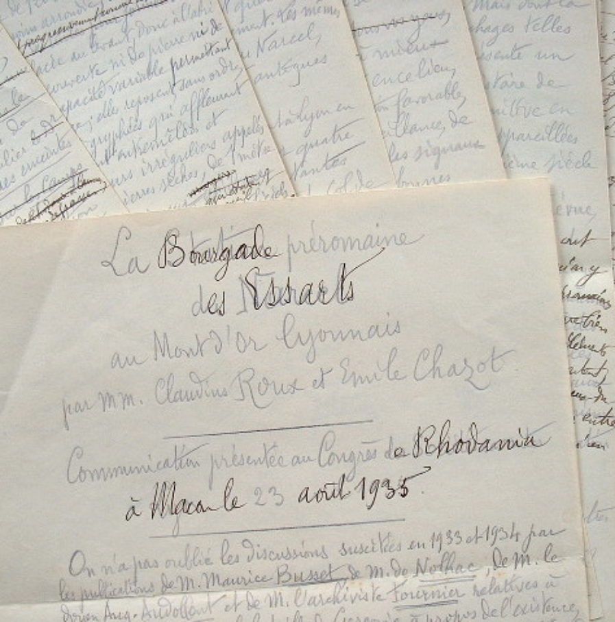 Etude du village préromain des Essarts par le naturaliste lyonnais Claudius Roux.