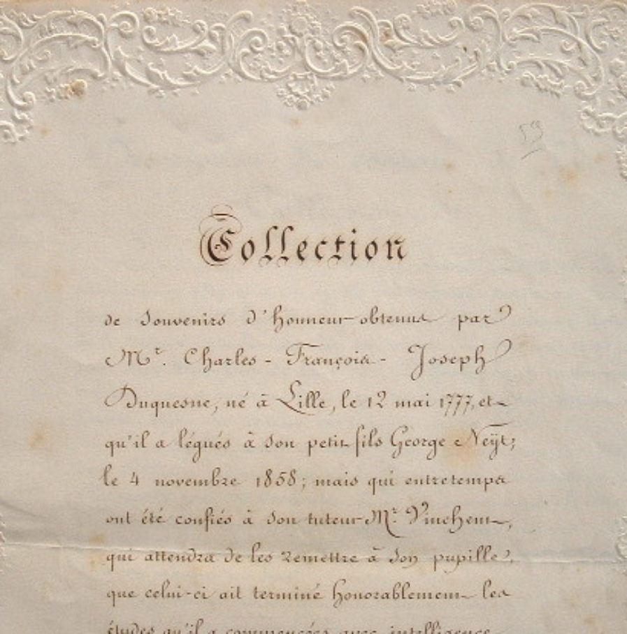 Collection de décorations de Charles François Joseph Duquesne.