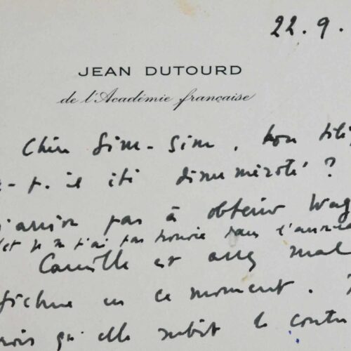 Jean Dutourd inquiet pour Camille.