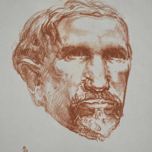 Portrait dédicacé de Charles Maurras agrémenté d'un quatrain.