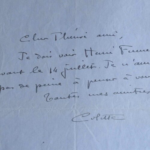 Colette écrit à André Thérive.