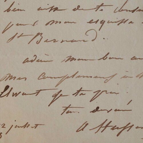 Lettre amicale du sculpteur Aristide Husson au compositeur Antoine Elwart.