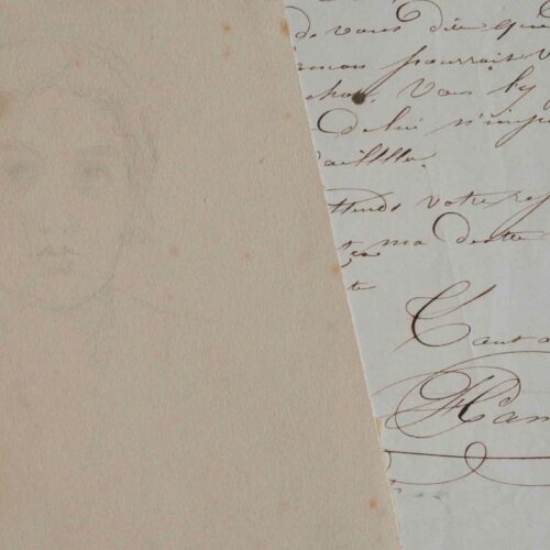 Lettre et dessin du peintre Jean-Louis Hamon.