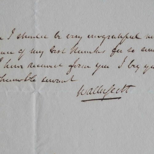 Lettre de Walter Scott écrite durant son séjour à Paris.