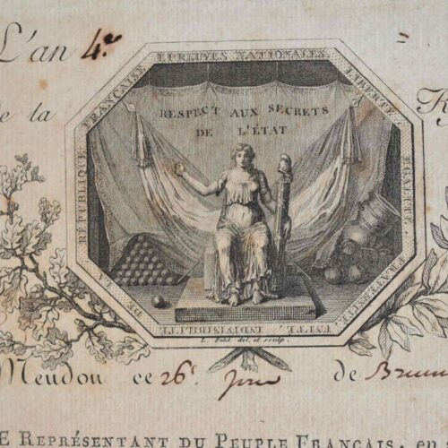 Lettre avec magnifique vignette du Commissariat des Epreuves Nationales.