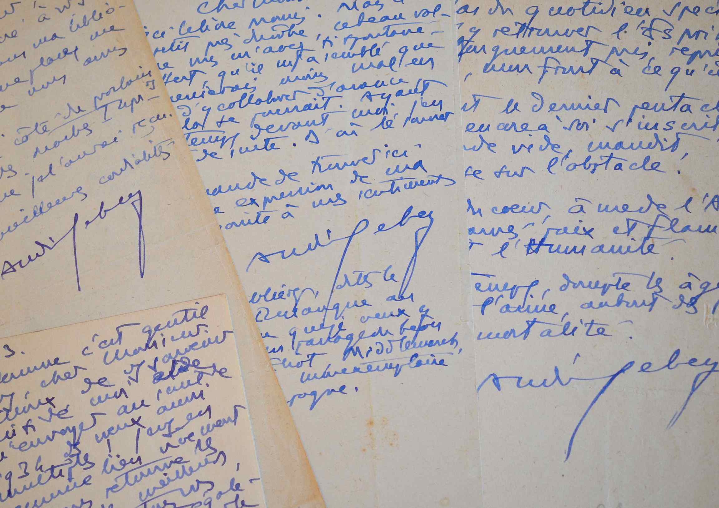 Trois lettres et un poème d’André Lebey à René Billoux, maître-typographe.