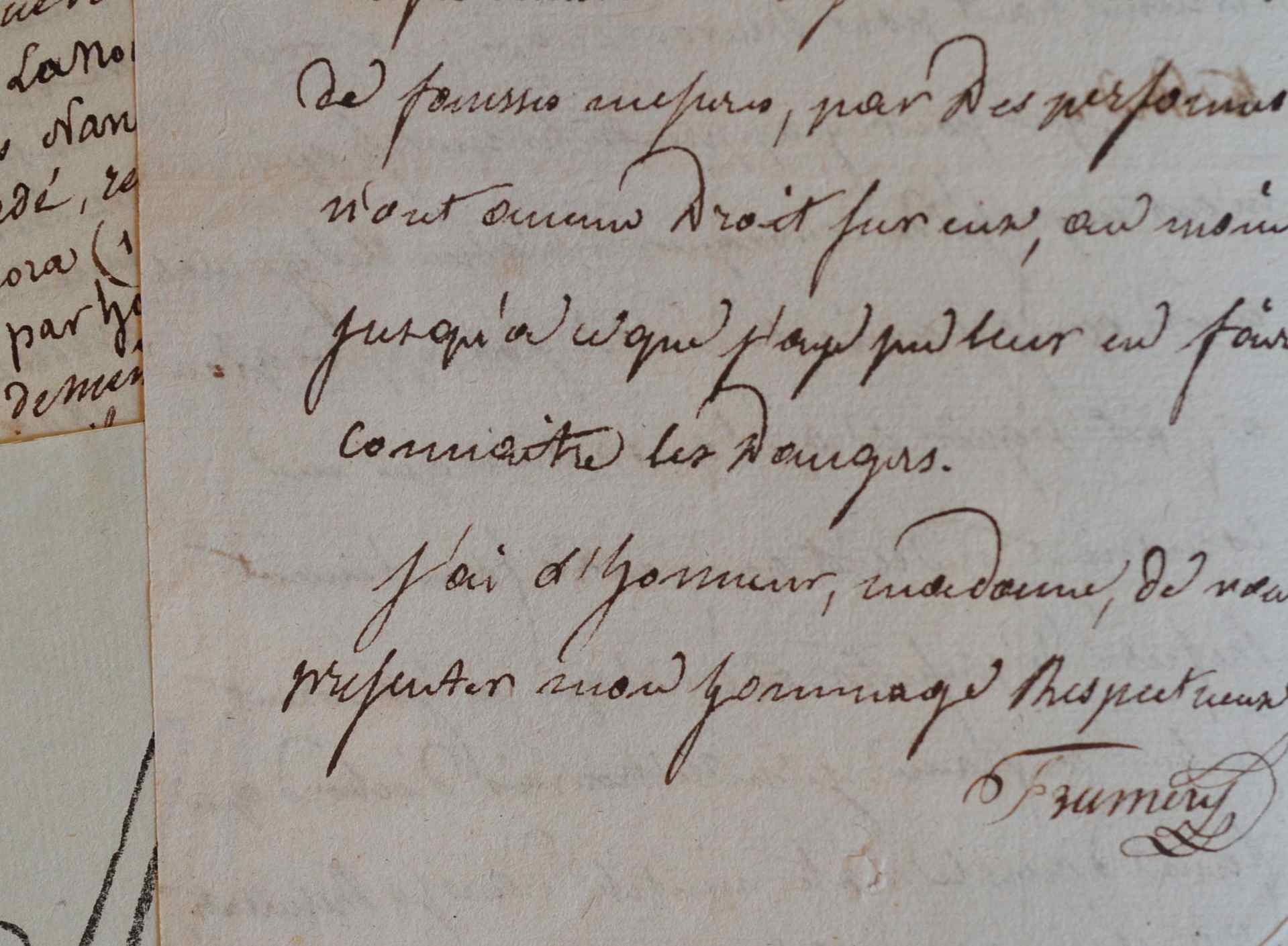 Lettre de l’écrivain rouennais Nicolas-Etienne Framery.