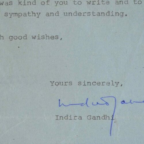 Les remerciements d'Indira Gandhi.