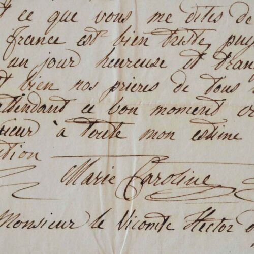 La duchesse de Berry attristée par l'état de la France.