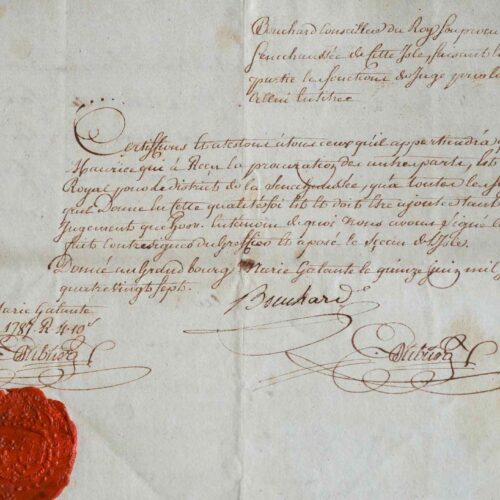 Un négociant de Marie-Galante donne sa procuration en 1787.