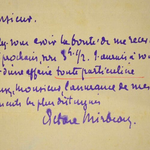 Octave Mirbeau fixe un rendez-vous.