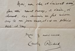 Les souvenirs tristes et doux de Charles Richet.