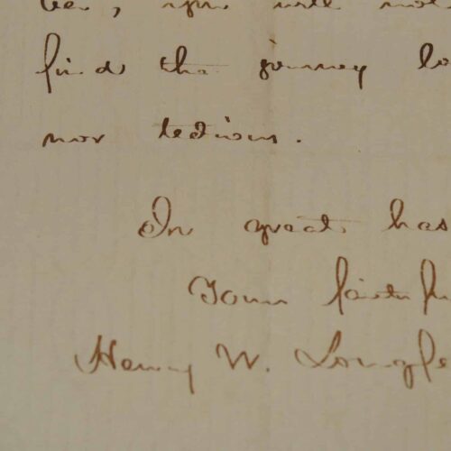 Lettre du poète américain Henry Longfellow.