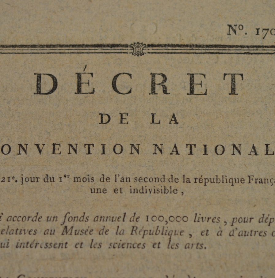 La Convention accorde 100.000 livres au Musée de la République (Louvre).