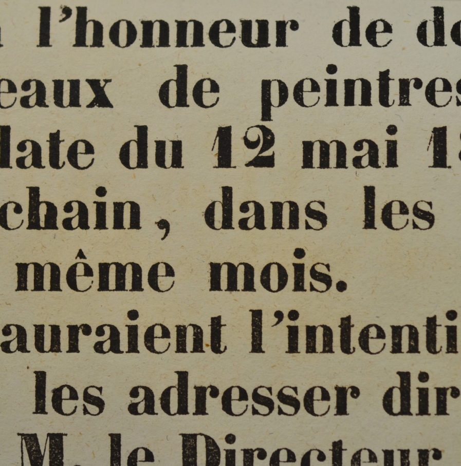 Affiche d’une exposition de peinture à Orléans en 1839.
