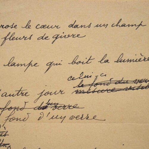 Brouillon d'un poème de Paul Eluard.