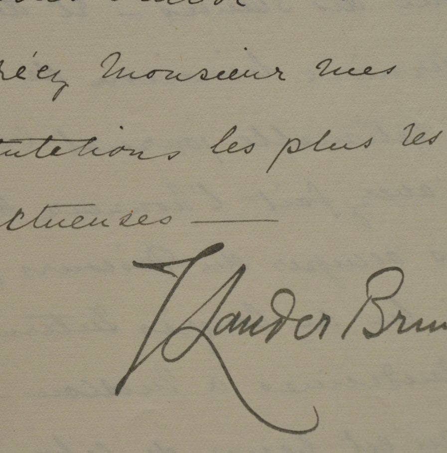 Le physiologiste Thomas Lauder Brunton envoie son discours de Moscou.