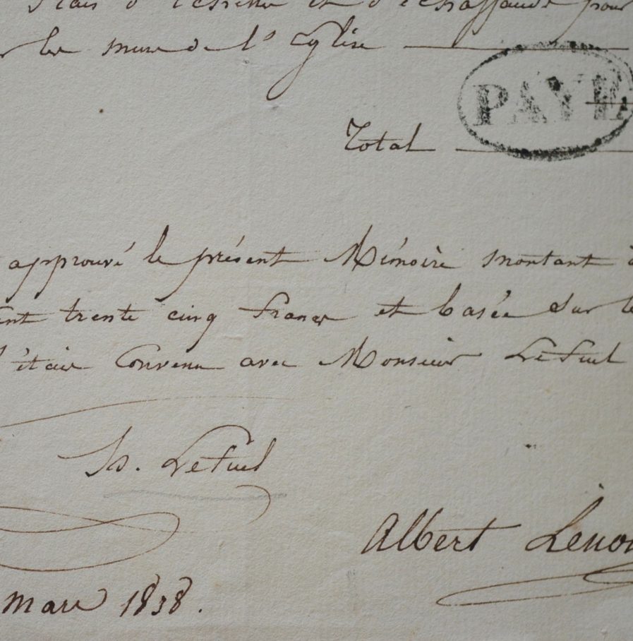 Rétribution d’Hector Lefuel pour la Statistique Monumentale de Paris.