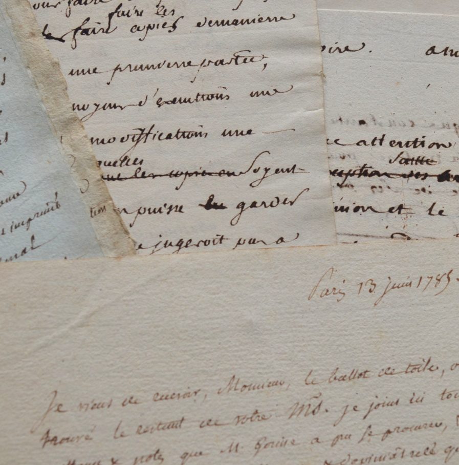 Bel ensemble de manuscrits sur la publication du Traité de l’Education du Cheval.