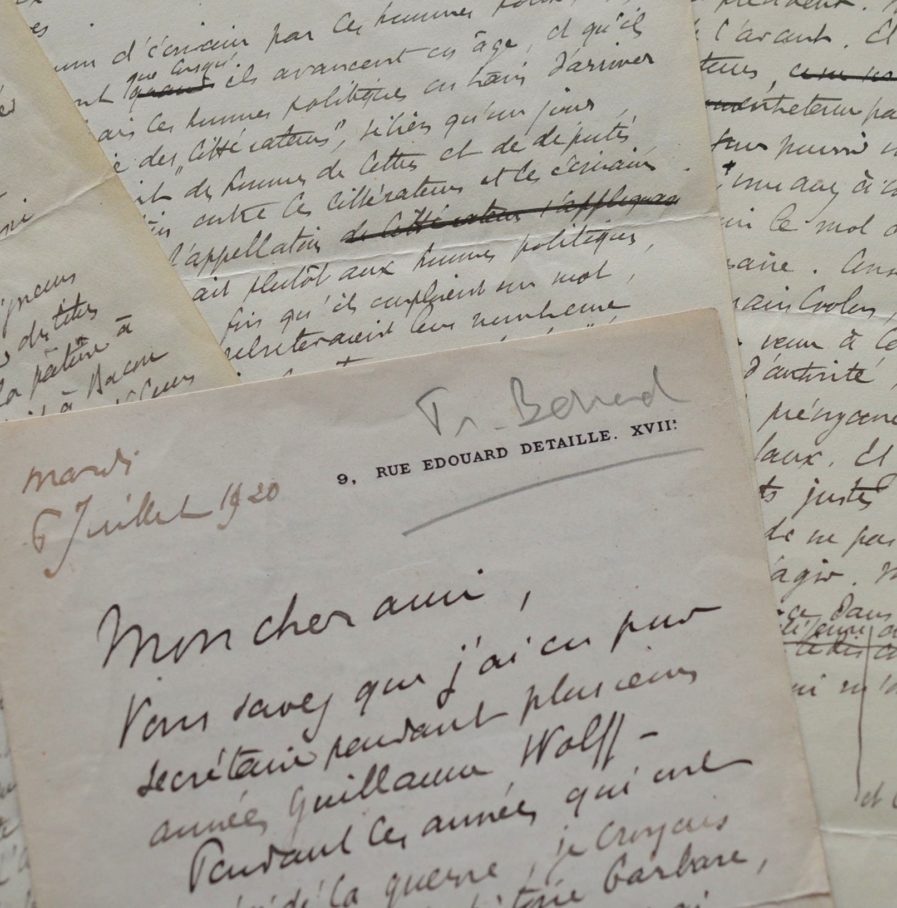 Longues lettres de Tristan Bernard à Robert de Flers après son élection à l’Académie.