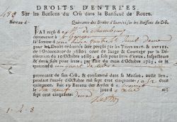 Bordereau des droits perçus sur le cidre produit à Croisset en 1752.